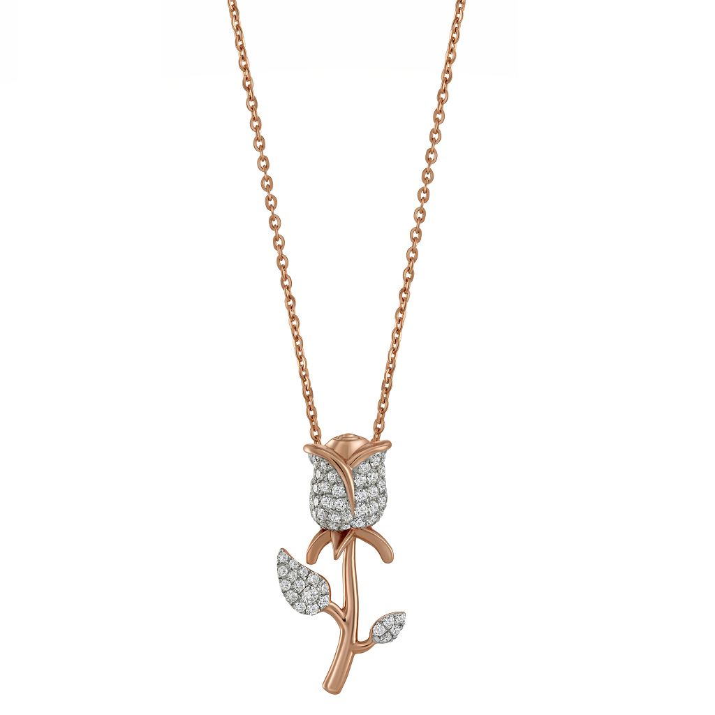 La fleur Necklace Rose Gold- Full Diamond