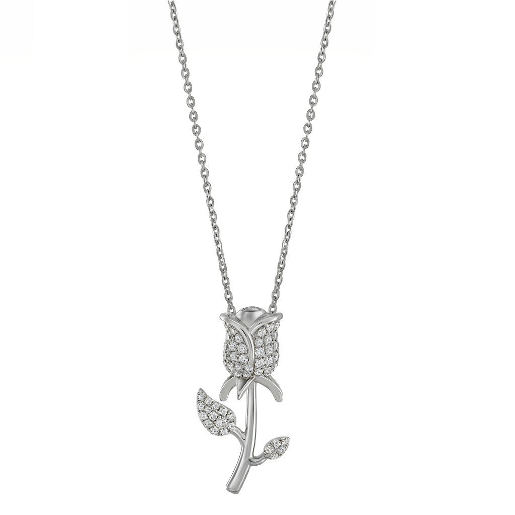 La fleur Necklace White Gold- Full Diamond